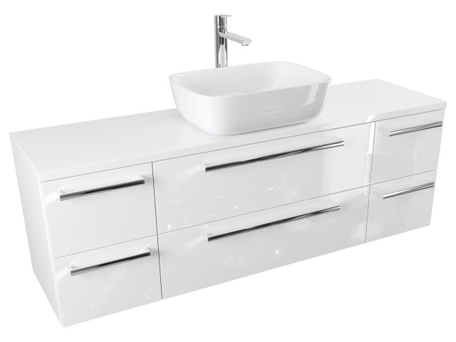 Szafka Wisząca Z Umywalką Nablatową ATH 140 cm S - Biały Wysoki Połysk - Uchwyty Chromowane Szafka Wisząca Z Umywalką Nablatową ATH 140 cm S - Biały Wysoki Połysk - Uchwyty Chromowane