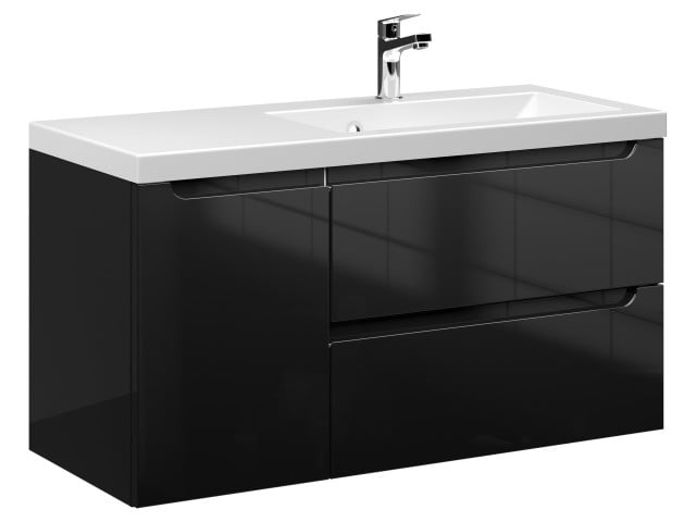 Szafka Wisząca Z Umywalką ETH 90 cm D Prawa - Czarny Wysoki Połysk Szafka Wisząca Z Umywalką ETH 90 cm D Prawa - Czarny Wysoki Połysk